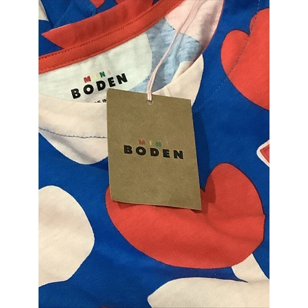 Mini Boden Kids' Tulip Print Long Sleeve Cotton Dress SZ 10-11 Y NWT